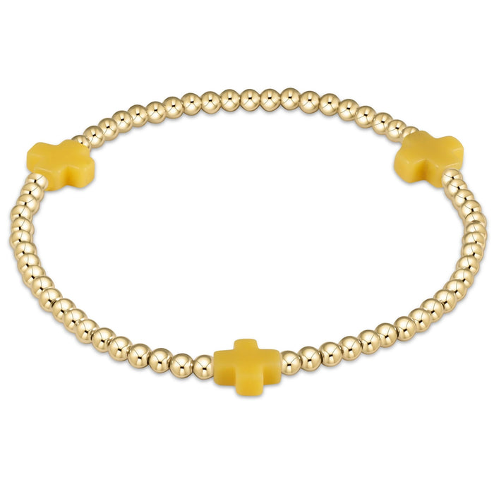 Signature Cross 3mm Gold Bracelet - Canary