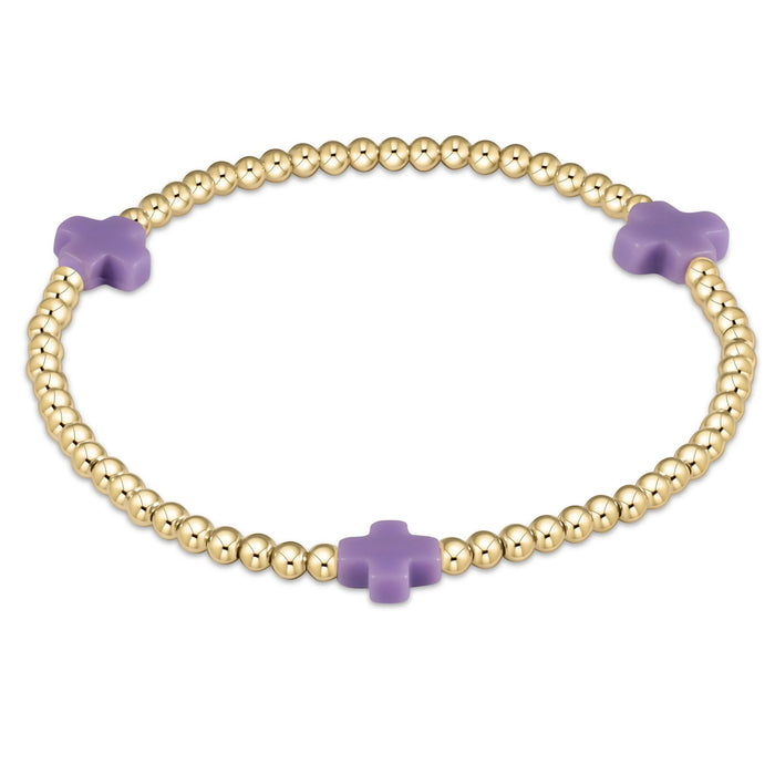 Signature Cross 3mm Gold Bracelet - Purple
