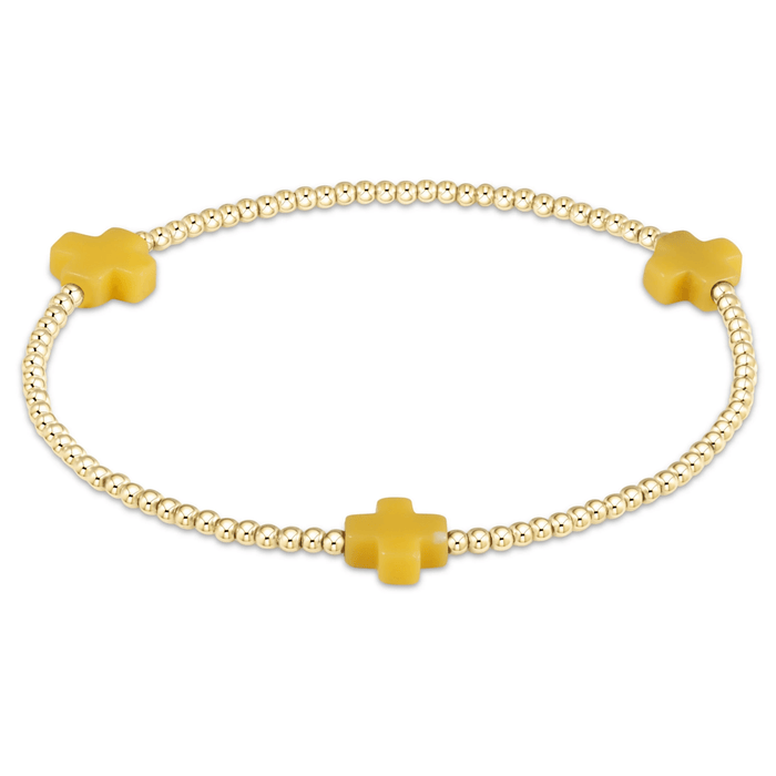Signature Cross Small 2mm Gold Bracelet - Canary
