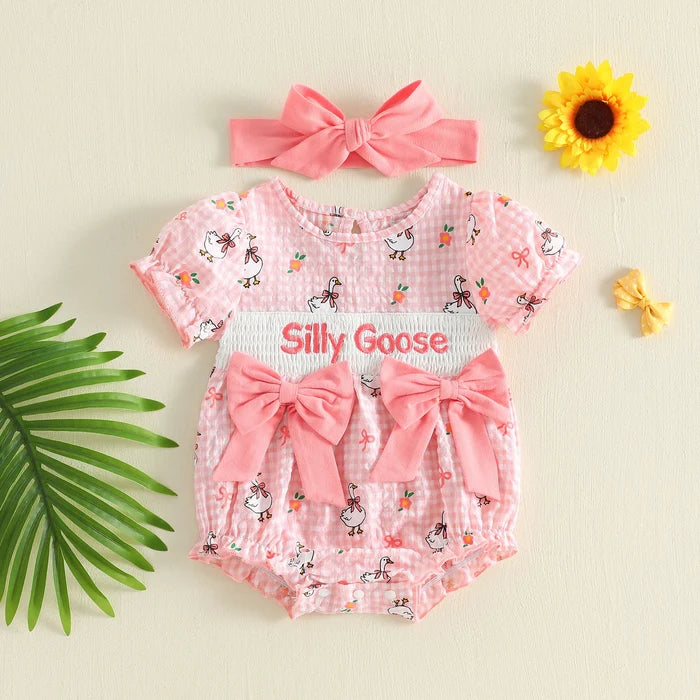 SILLY GOOSE Checkered Romper