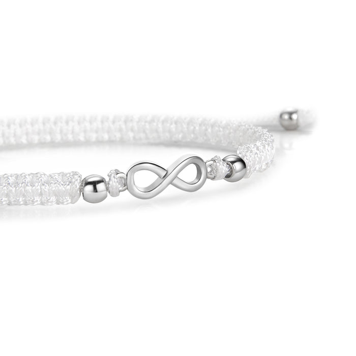 Silver Infinity White Braided Bracelet