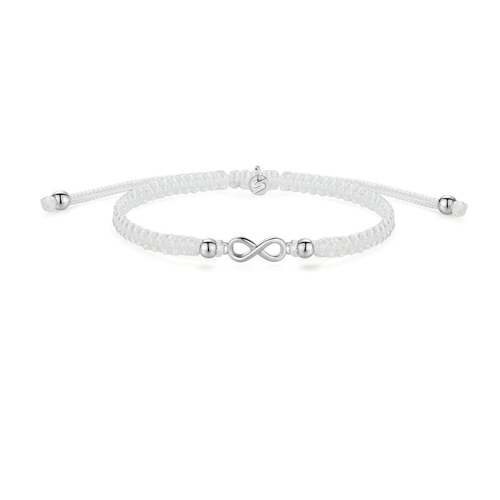 Silver Infinity White Braided Bracelet