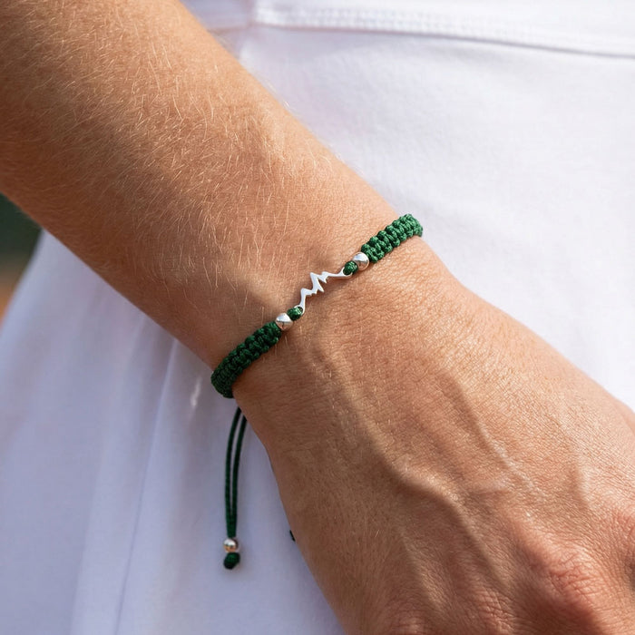 Silver Mountain Dark Green Braided Bracelet