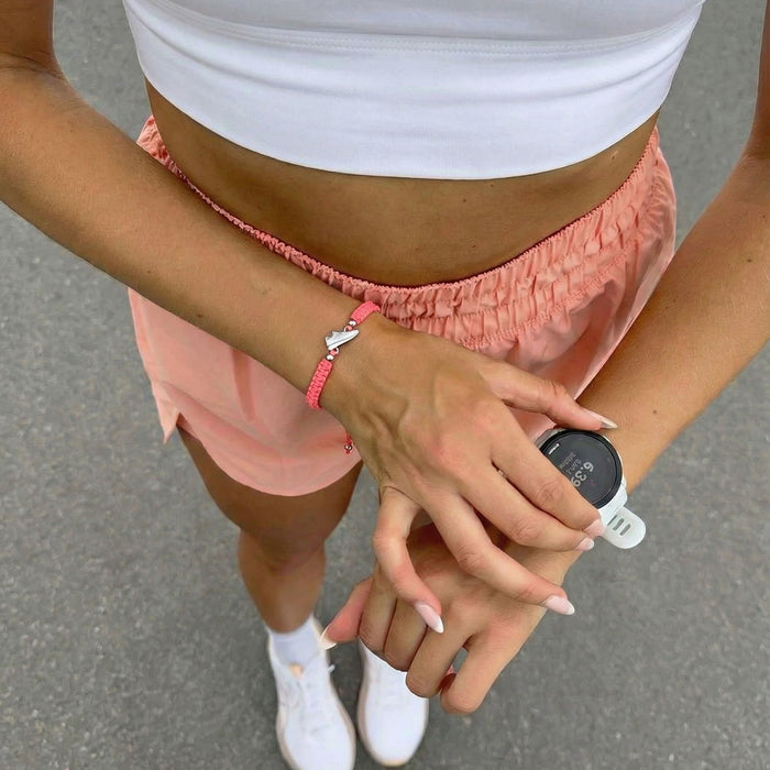 Silver Runner Neon Pink Braided Bracelet