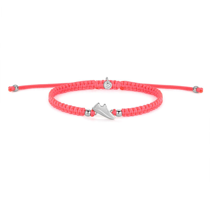 Silver Runner Neon Pink Braided Bracelet