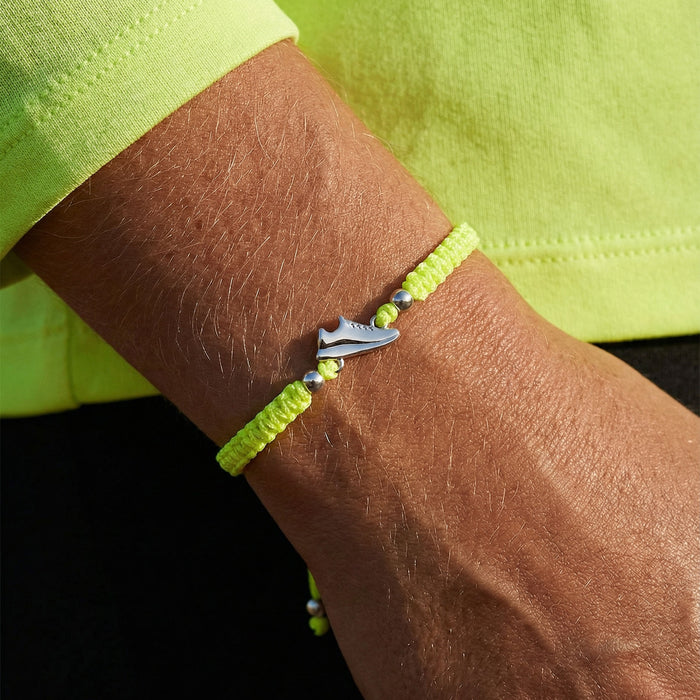 Silver Runner Neon Yellow Braided Bracelet