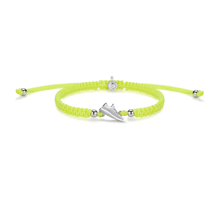 Silver Runner Neon Yellow Braided Bracelet