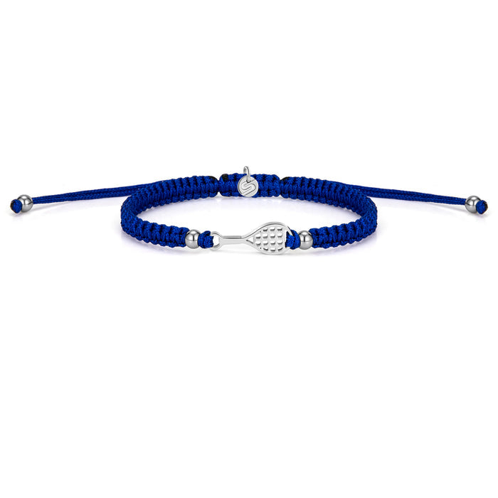 Silver Tennis Court Blue Braided Bracelet