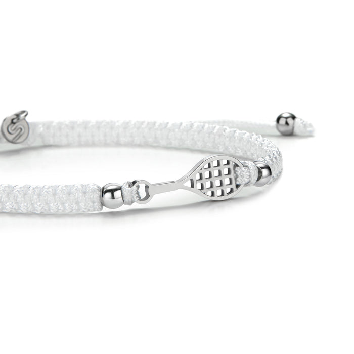 Silver Tennis White Braided Bracelet