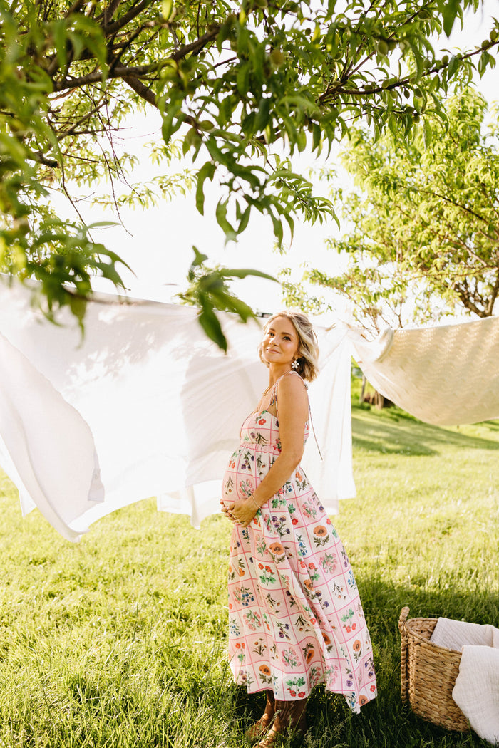 Petal and Pup USA DRESSES Simona Maxi Dress - Pink Floral Tile