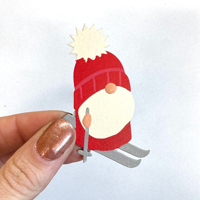Skiing Gnome Magnet, Single