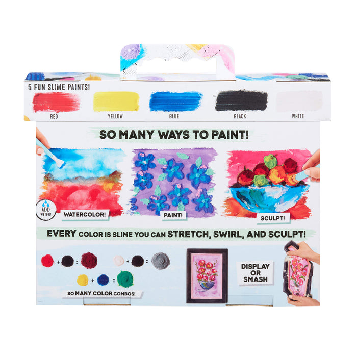 slime paint kit packaging with colorful paint swatches and text on a white background