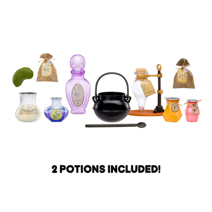Set of potion bottles and ingredients on a white background with text '2 Potions Included!'.