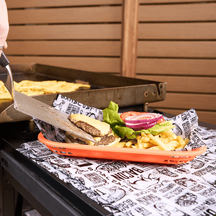 The burger basket and liners are perfect for a mess-free, diner-style dinner.