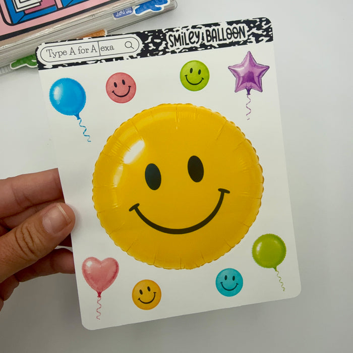 Smiley Balloon Jumbo Journaling Sticker Pocket