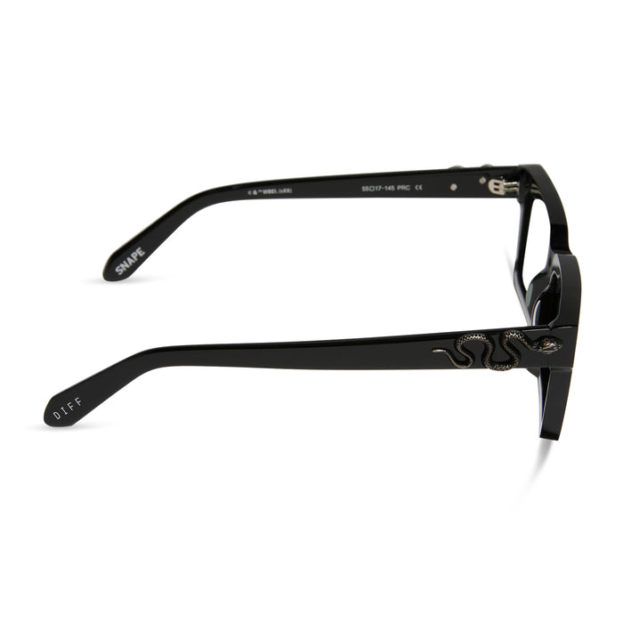 harry potter x diff eyewear featuring professor snape 2.0 square prescription glasses with a shadowy black frame side view