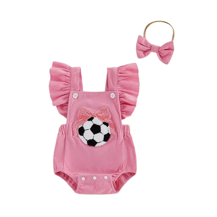 SOCCER Corduroy Ruffle Romper