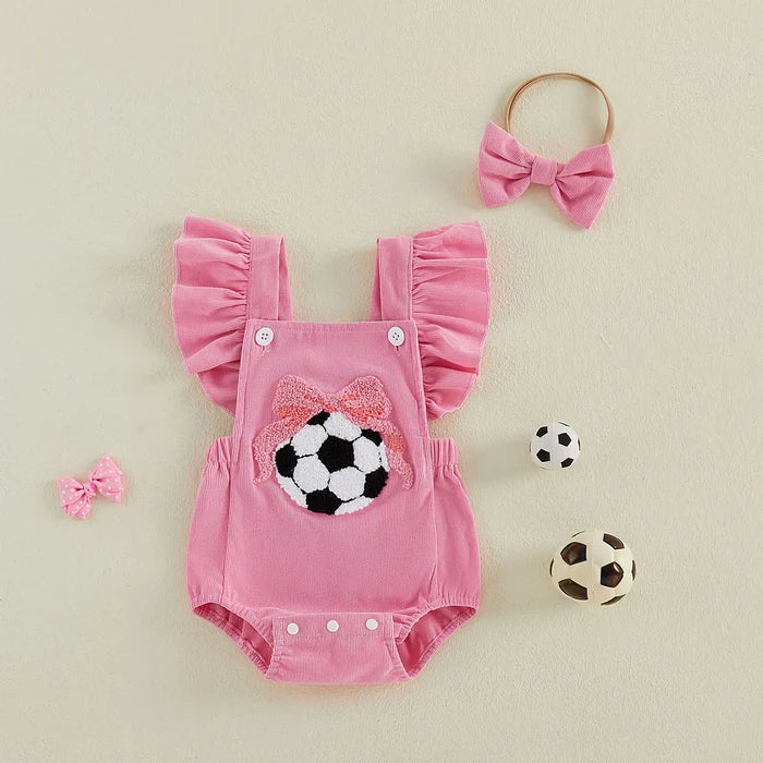 SOCCER Corduroy Ruffle Romper