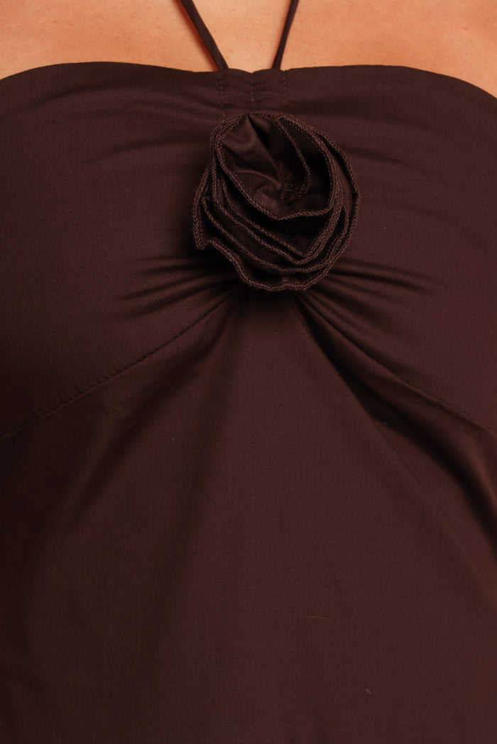 Petal and Pup USA DRESSES Soleila Halter Maxi Dress - Chocolate