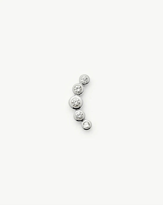 Solid Gold Diamond Ear Climber Flat Back Stud Earring | 9k Solid White Gold Earrings Missoma