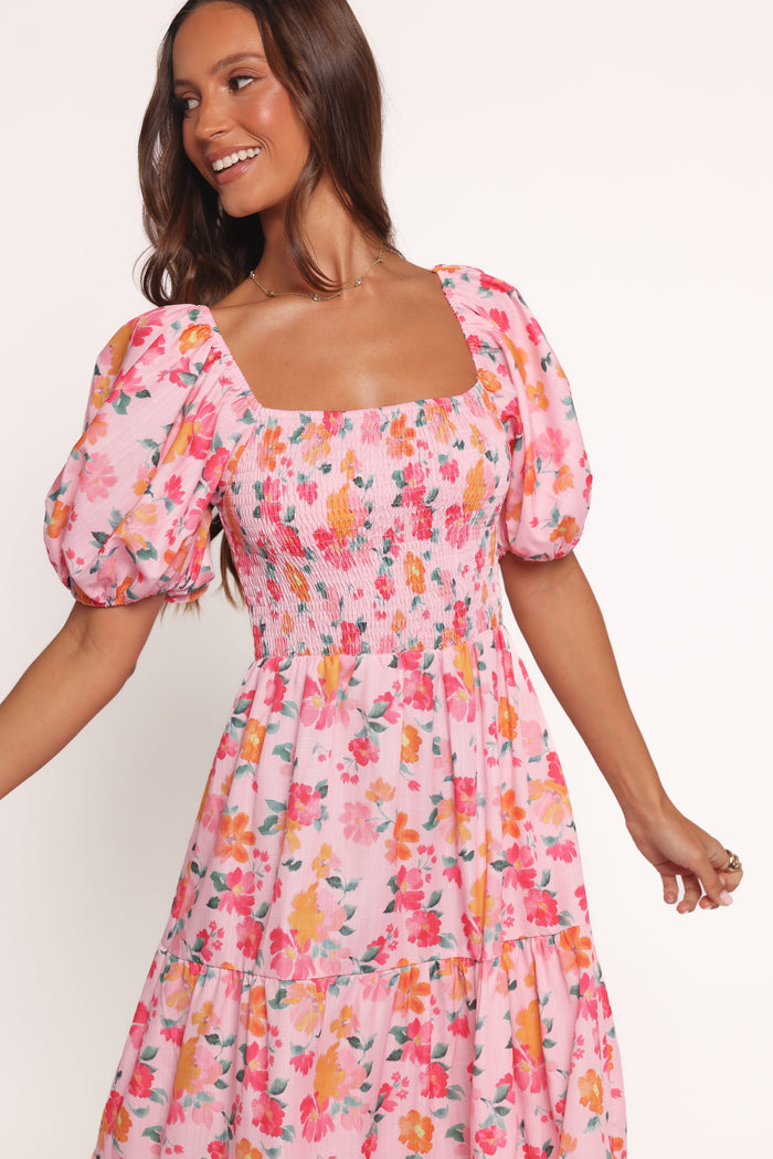 Petal and Pup USA DRESSES Soliel Midi Dress - Pink Floral