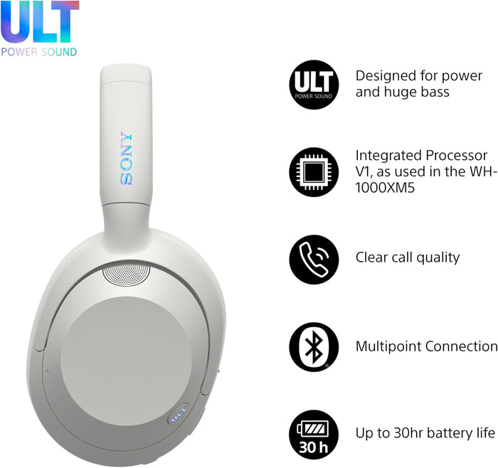 Sony ULT WEAR Wireless Noise‑Cancelling Headphones – Off‑White | WH‑ULT900N/W Sony Headphones Euronics Ireland