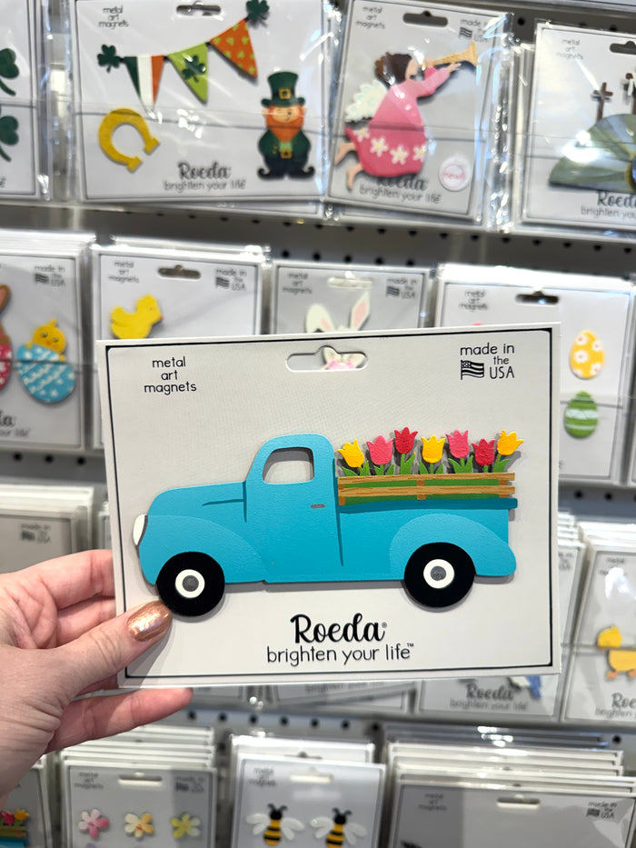 Spring Truck w/ Flowers Magnet