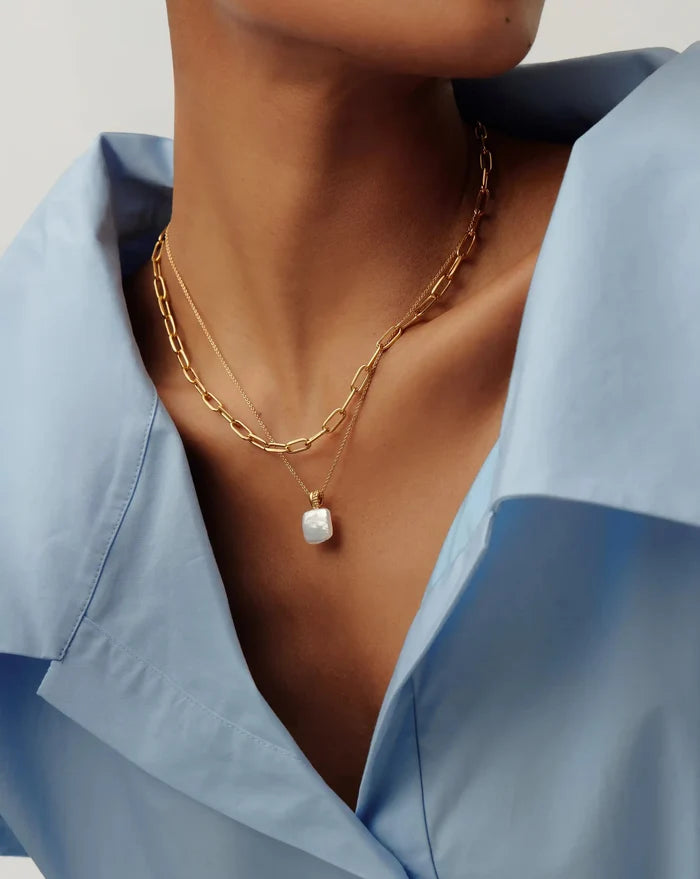 Square Pearl Baya Pendant Necklace | 18k Gold Vermeil/Pearl Necklaces Missoma