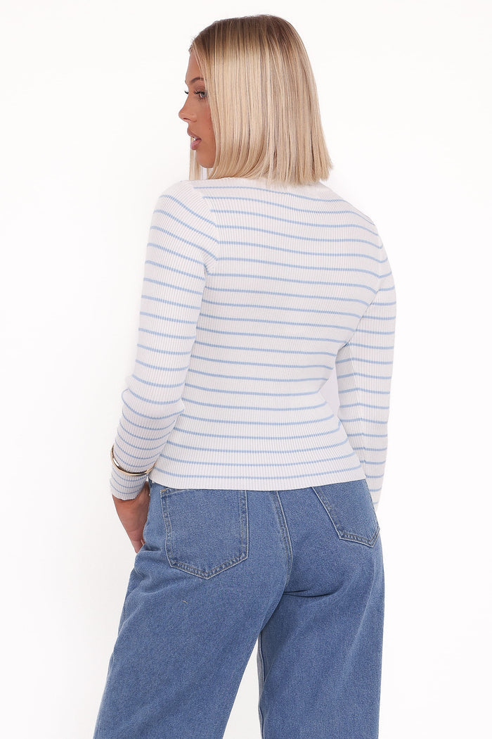 Petal and Pup USA TOPS Stacie Ribbed Knit Top - Light Blue Stripe