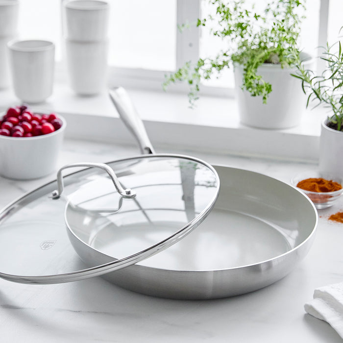 Stainless Pro 12-Inch Frypan with Lid