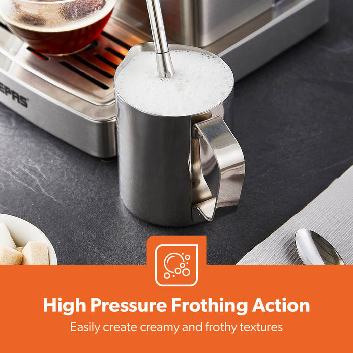 Stainless Steel 20 Bar Espresso Silver Coffee Machine With Milk Frother