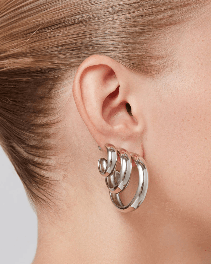 Staple Hoops Medium in Silver