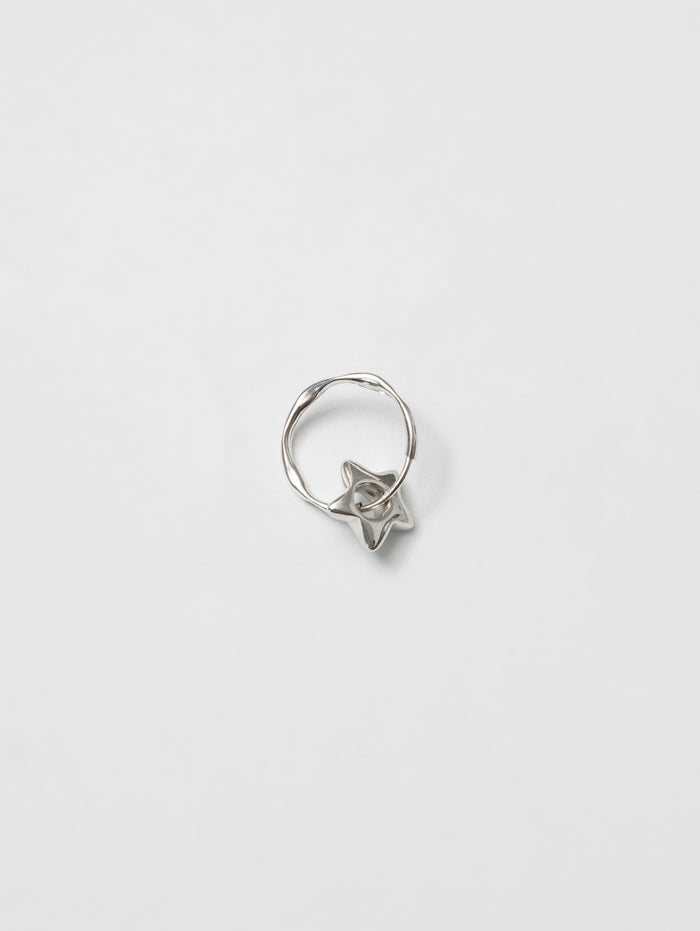 Wolf Circus Minimal Single Unisex Men's Miniature Star Charm Seamless Hoop Individual 925 Sterling Silver | Star Charm Hoop in Sterling Silver (Single)-Earrings-wolfcircus.com