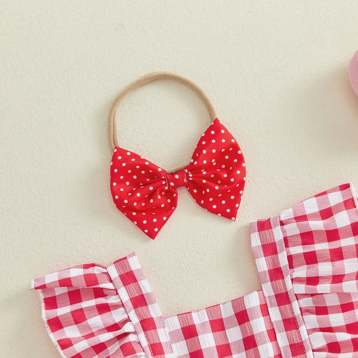 STRAWBERRY Tulle Bowtie Romper Dress