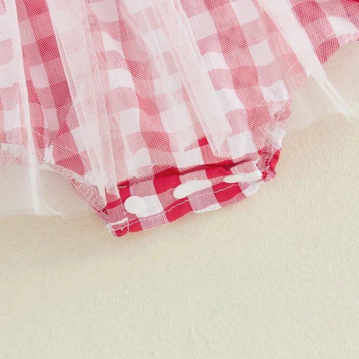 STRAWBERRY Tulle Bowtie Romper Dress
