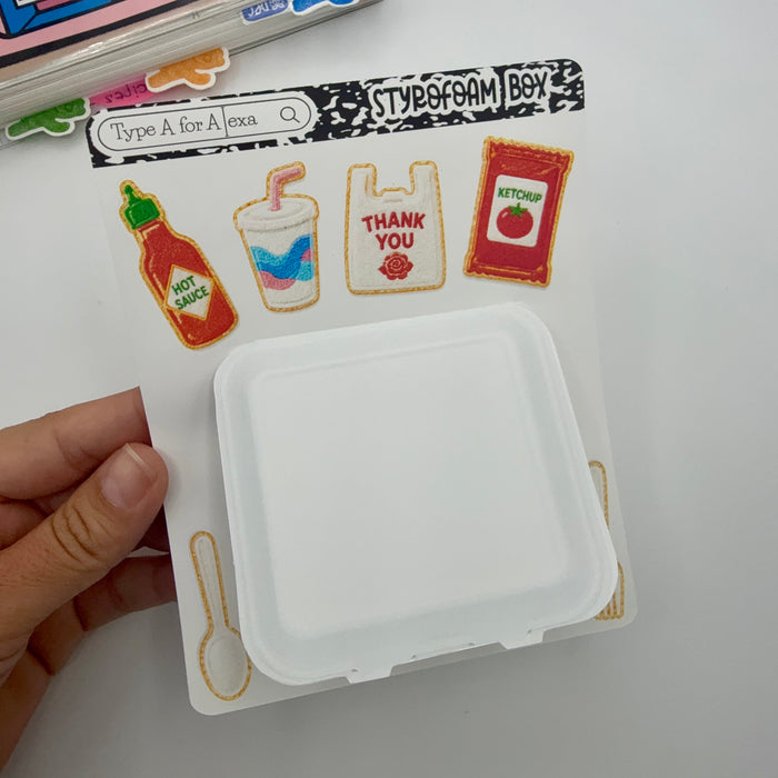 Styrofoam Takeout Box Jumbo Journaling Sticker Pocket