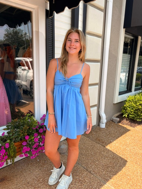 Sweetheart ruched babydoll dress