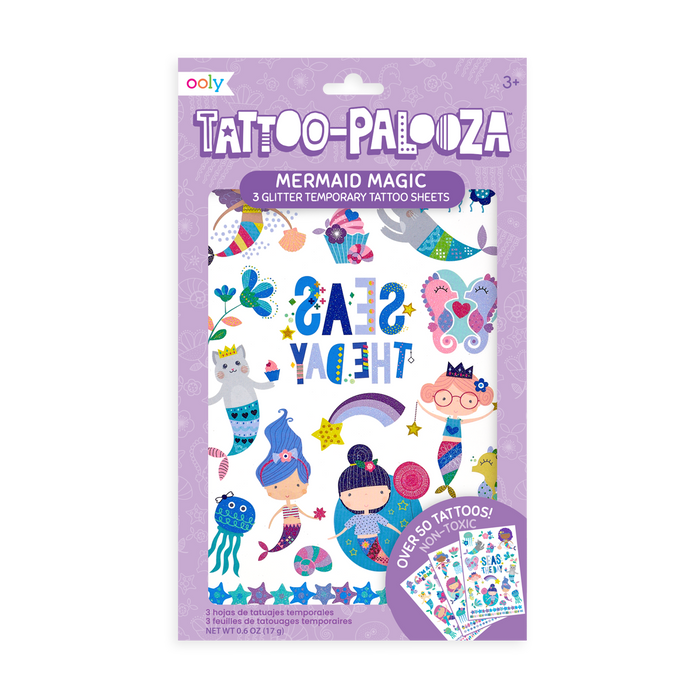 Tattoo-Palooza Temporary Tattoos - Mermaid Magic - in packaging