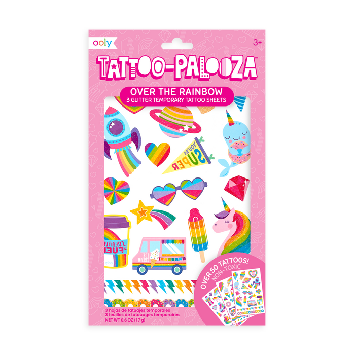 Tattoo-Palooza Temporary Tattoos - Over the Rainbow - in packaging