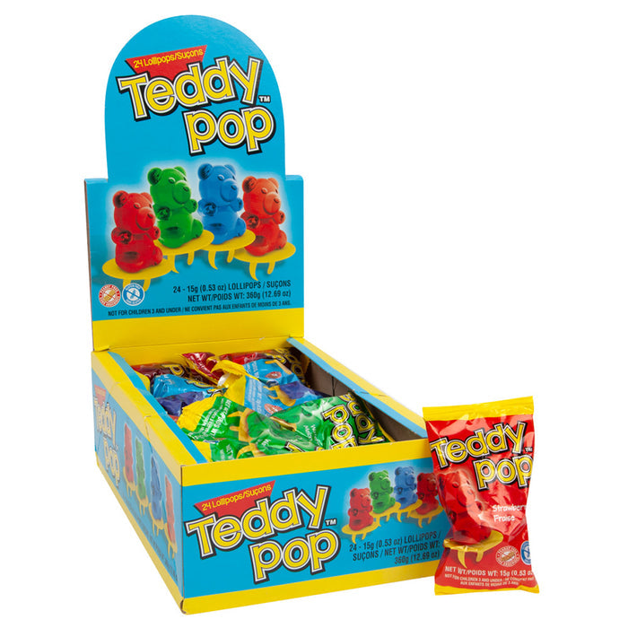 Teddy Pops Ring Lollipop - 24 Count