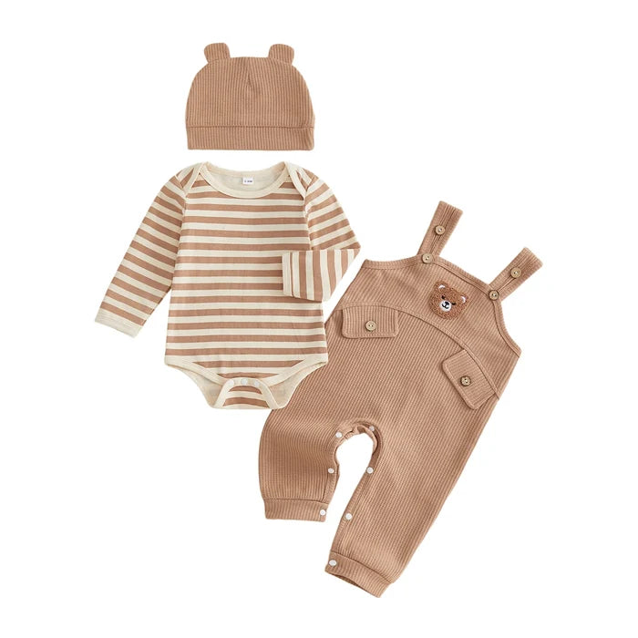 TEDDY Ribbed Overall Outfit with Beanie