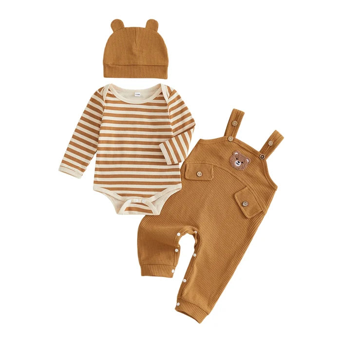 TEDDY Ribbed Overall Outfit with Beanie