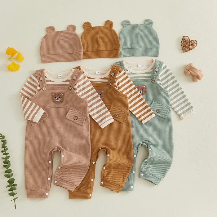 TEDDY Ribbed Overall Outfit with Beanie