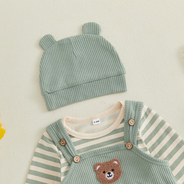 TEDDY Ribbed Overall Outfit with Beanie