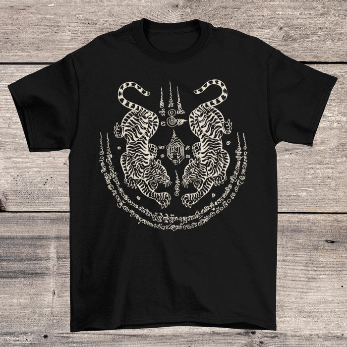 Thai Tiger Sak Yant Tattoo | Sacred Yantra Protection, Strength, Power  | Muay Thai, MMA Thai Graphic Art T-Shirt