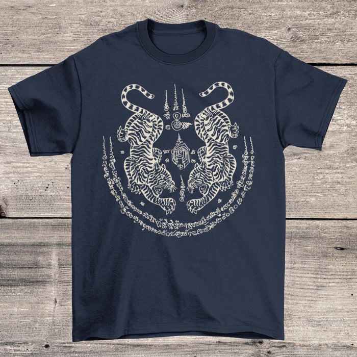 Thai Tiger Sak Yant Tattoo | Sacred Yantra Protection, Strength, Power  | Muay Thai, MMA Thai Graphic Art T-Shirt