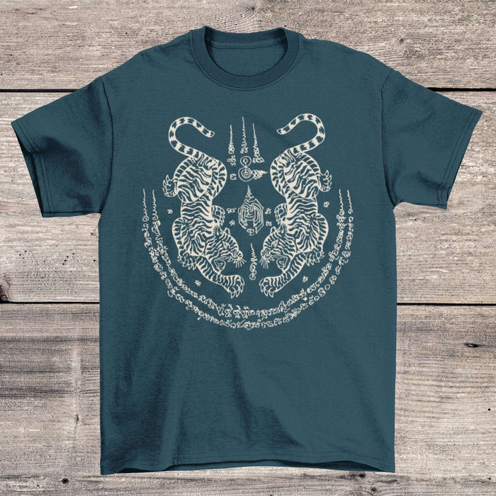 Thai Tiger Sak Yant Tattoo | Sacred Yantra Protection, Strength, Power  | Muay Thai, MMA Thai Graphic Art T-Shirt
