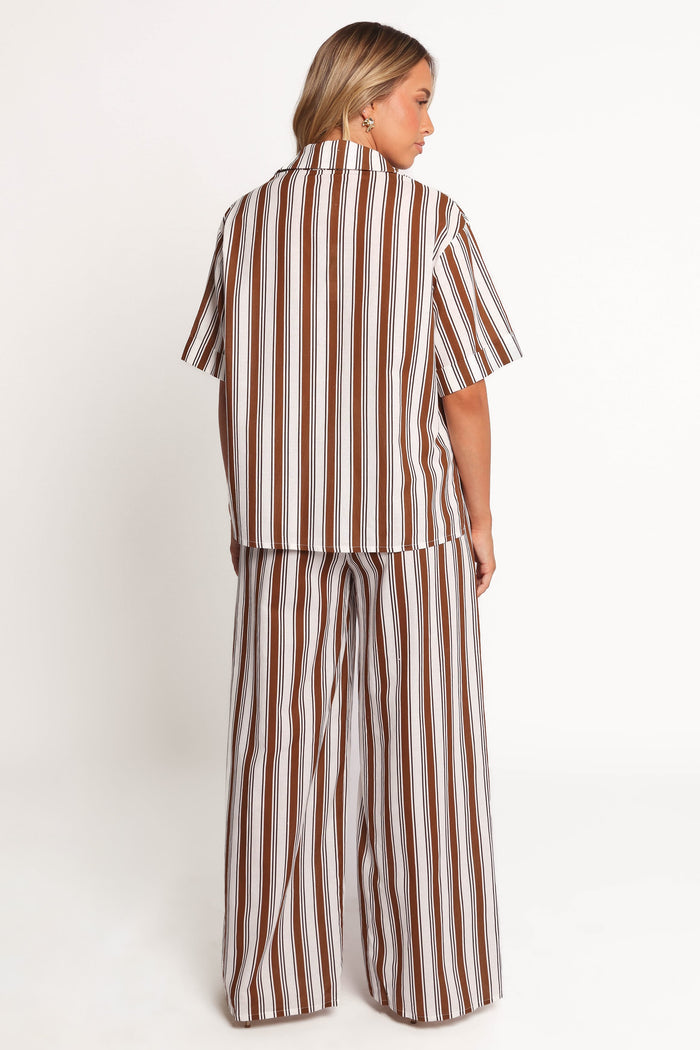 Petal and Pup USA BOTTOMS Thalia Wide Leg Pant - Chocolate Stripe (Hold for Rack)