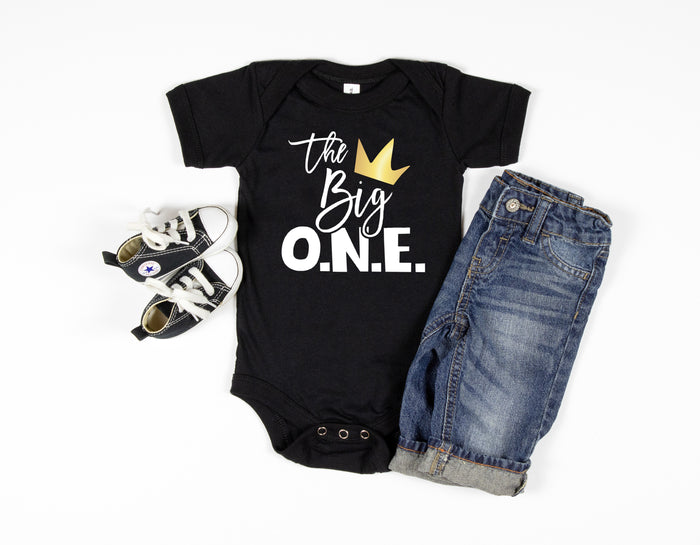 "The Big One Crown" Hip Hop Personalized First Birthday T-shirt/Bodysuit