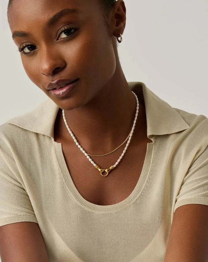 Harris Reed In Good Hands & Snake Chain Necklace Set | 18k Gold Plated/Pearl & Black Onyx Necklaces Missoma